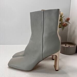 Sam Edelman Anika Leather Square Toe Boots Gray/Cream Women's 10M FLAW